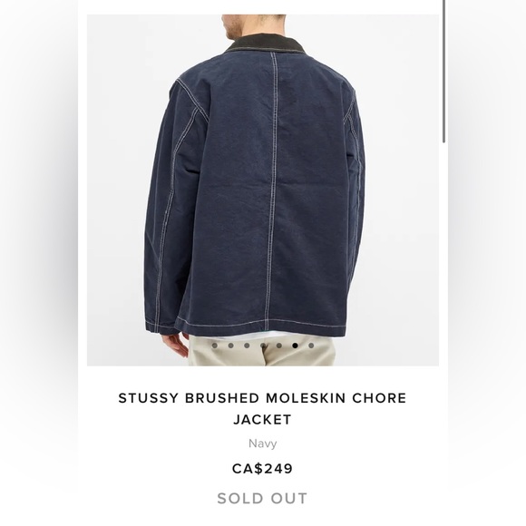 Stussy Brushed Moleskin Chore Jacket | L / Navy - Picture 6 of 7